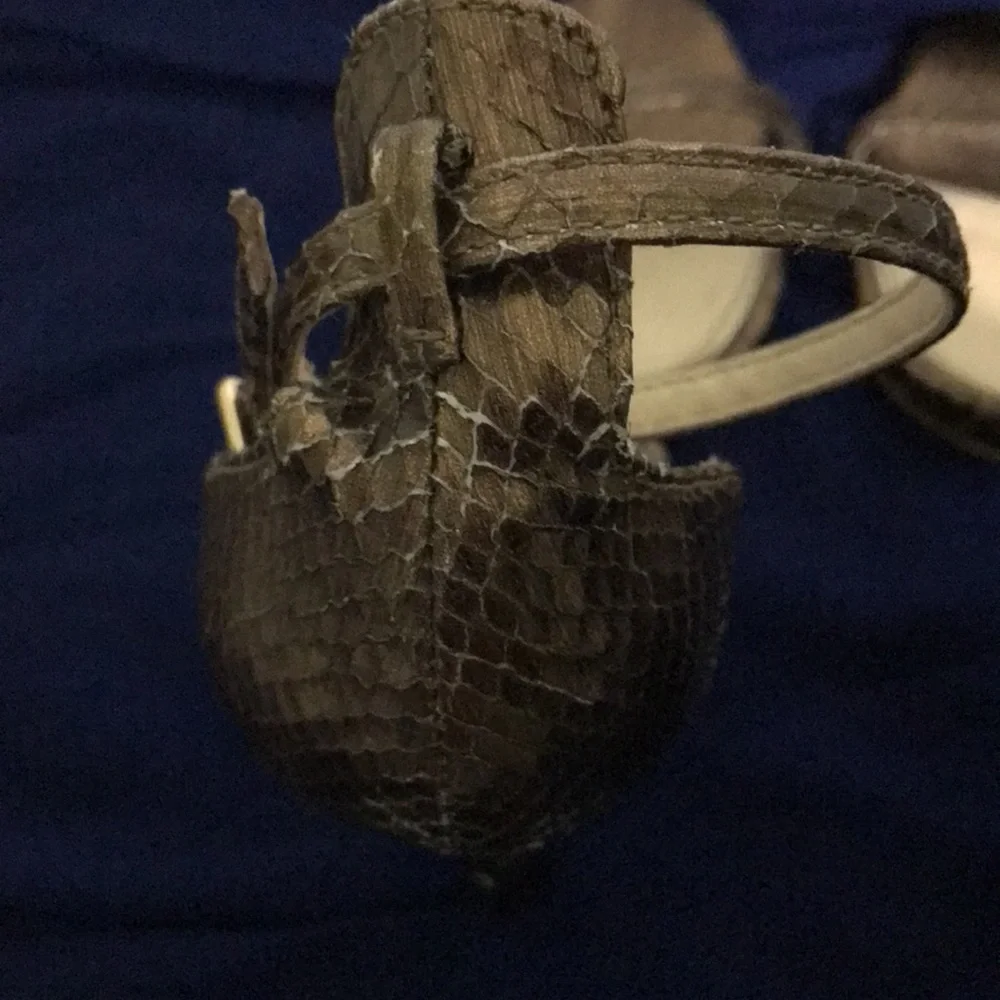 Zara, gold snakeskin, strappy sandals. - Picture 11 of 14